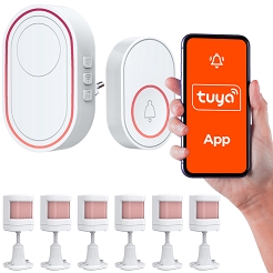 Alarm bezprzewodowy Wi-Fi Tuya 6 czujników ruchu + przycisk napadowy