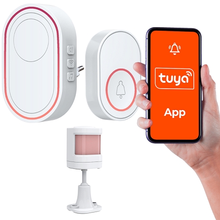 Dzwonek bezprzewodowy Tuya Wi-Fi + Alarm z czujnikiem ruchu PIR