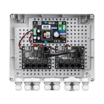 BCS-IP8/Z/E-S - Zestaw do zasilania kamer IP, w obudowie zewnętrznej, do 9 odbiorników PoE.