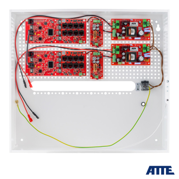 Zestaw buforowy ATTE  do 16 kamer IP, w obudowie wewnętrznej ABOX-H (2x AKU 18Ah + NVR), zasilacz 144W (2x 72W), switch PoE 18 portowy (16xPoE 10/100Mbps + 2xGigabit Uplink), bezpieczniki elektroniczne, typu IPUPS-16-20-H