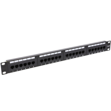 Panel krosowy patchpanel keystone 19" kat. 6 UTP 1U 24-porty metalowy ViDi-R19-PP24-KAT6-SZ