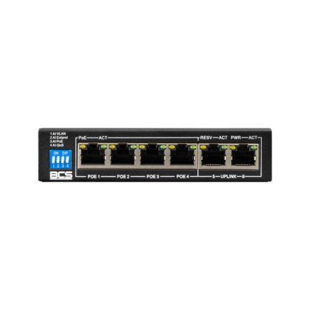 BCS-B-SP04G02G - 6 portowy switch (4×PoE) Gigabit z 4 trybami pracy